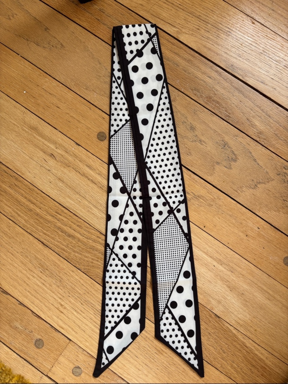 Black & White Polka Dot Neck Scarf - Elegant Women’s Accessory - Picture 3 of 6